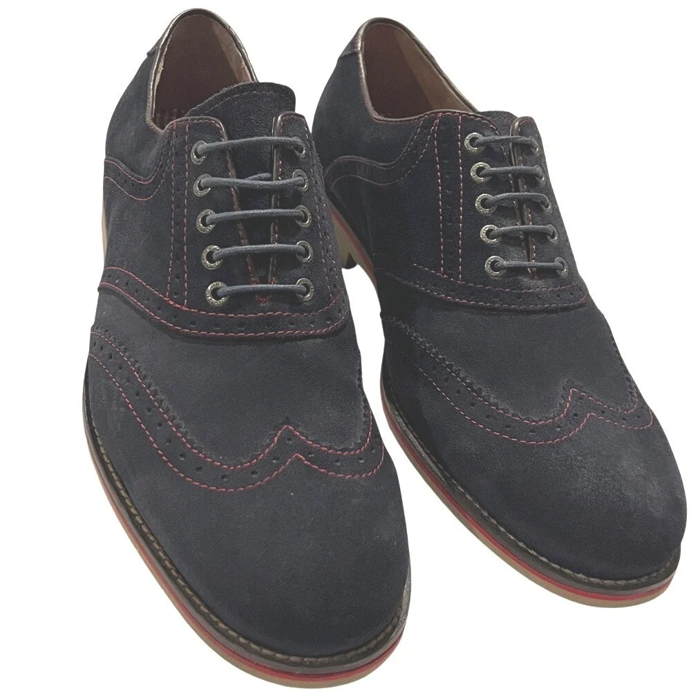 Johnston & Murphy Ellington Wingtip Oxfords Men's‎ Size 12M Navy Blue Suede